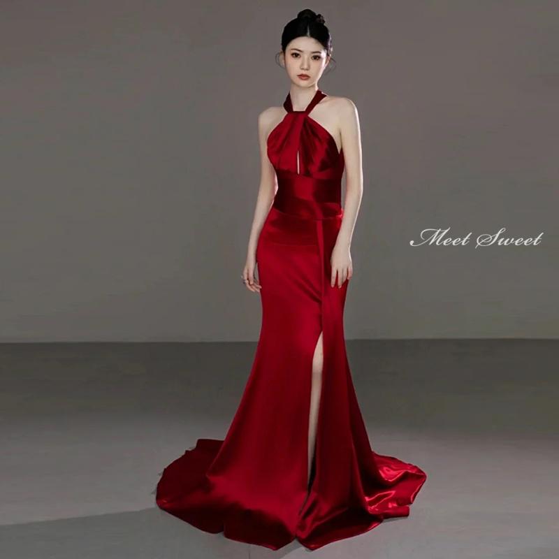 ワインレッド スリーブレスドレス 日本製