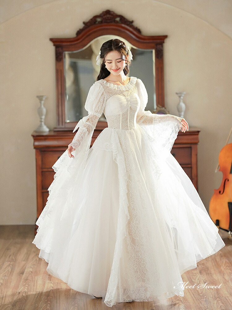 楽天市場】ウェディングドレス ロングドレス 二次会 Aラインドレス