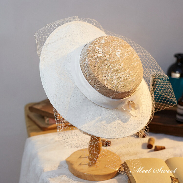 楽天市場】ウェディングハット 帽子 キャノチエ レース チュールネット