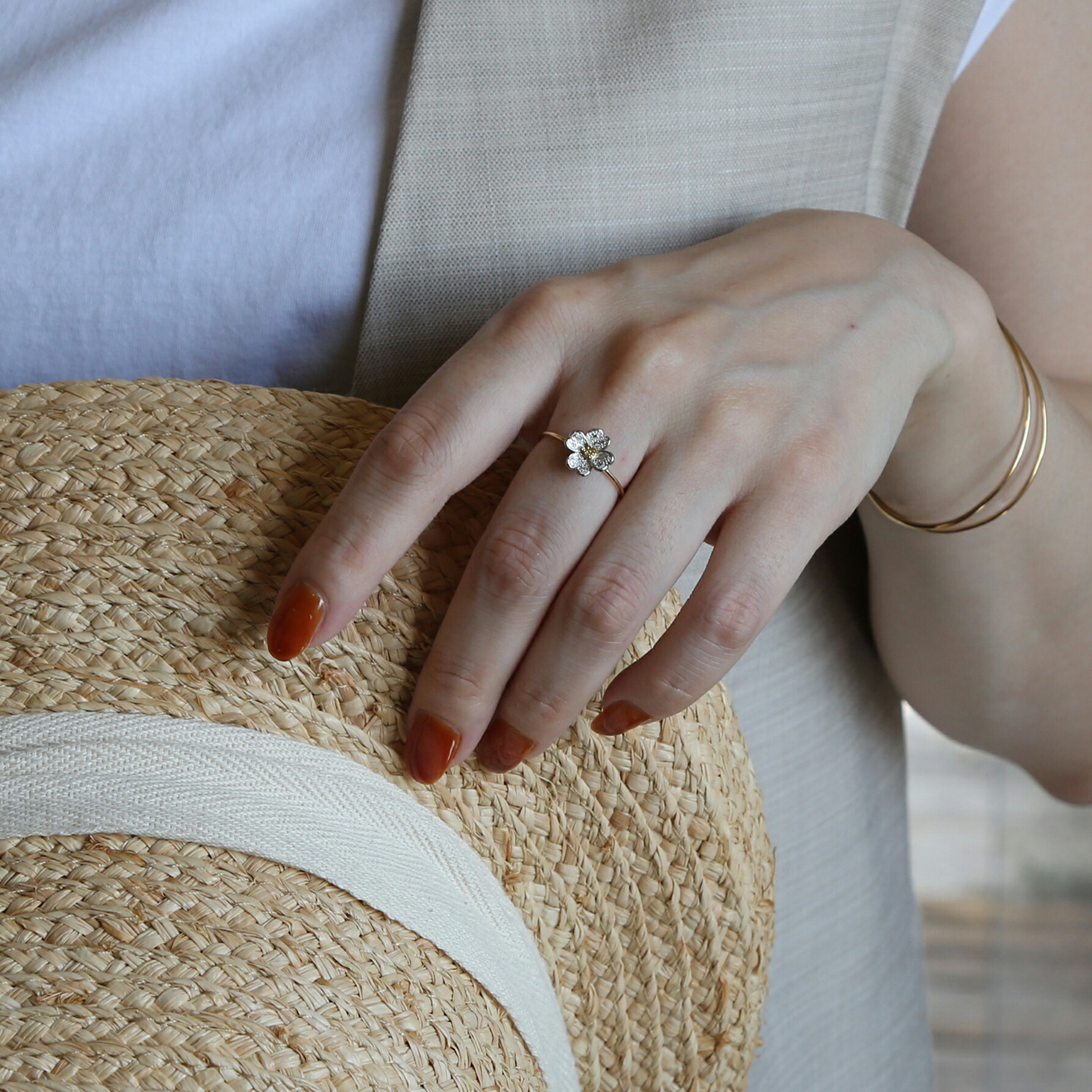 楽天市場】【Flowering / Ring】 Pt900＆K18イエローゴールド 花