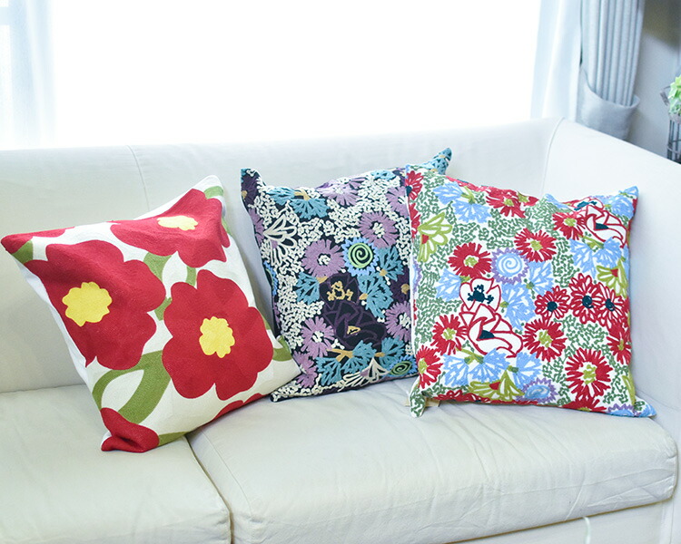 楽天市場】クッションカバー シビラ 45×45cm Sybilla 刺繍 北欧 花柄