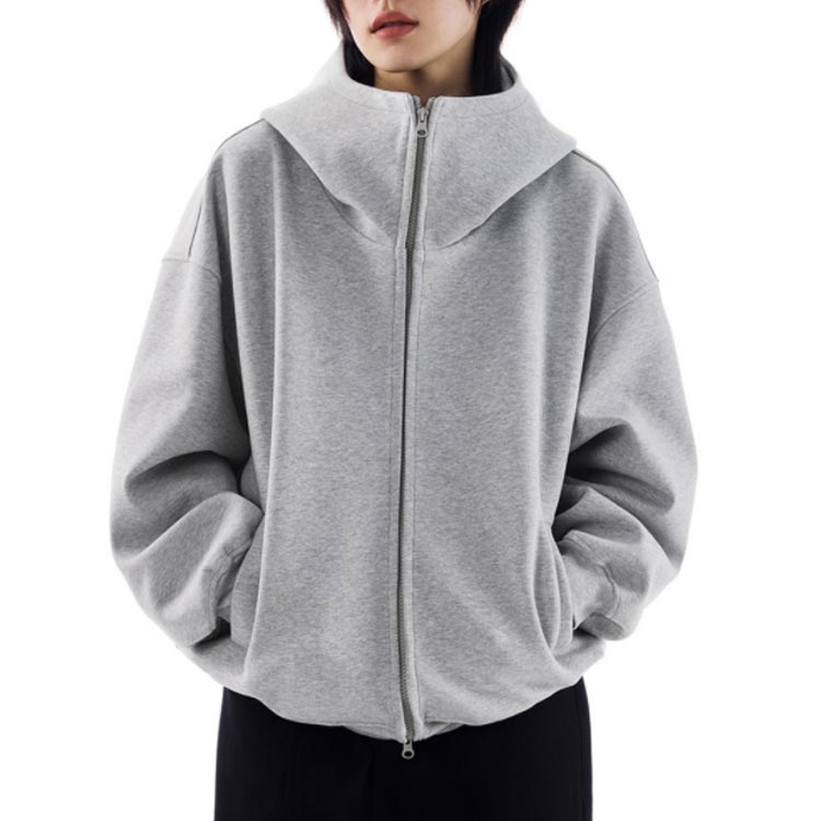 楽天市場】パーカー レディース ダンボールニット ハイネック ジップ