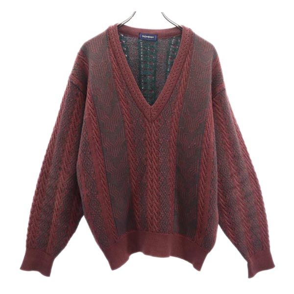 楽天市場】イヴサンローラン 90s ウール100％ Vネック 総柄 ニット L