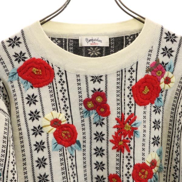 楽天市場】ケンゾー ウールブレンド 花柄刺繍 ニット M アイボリー 他
