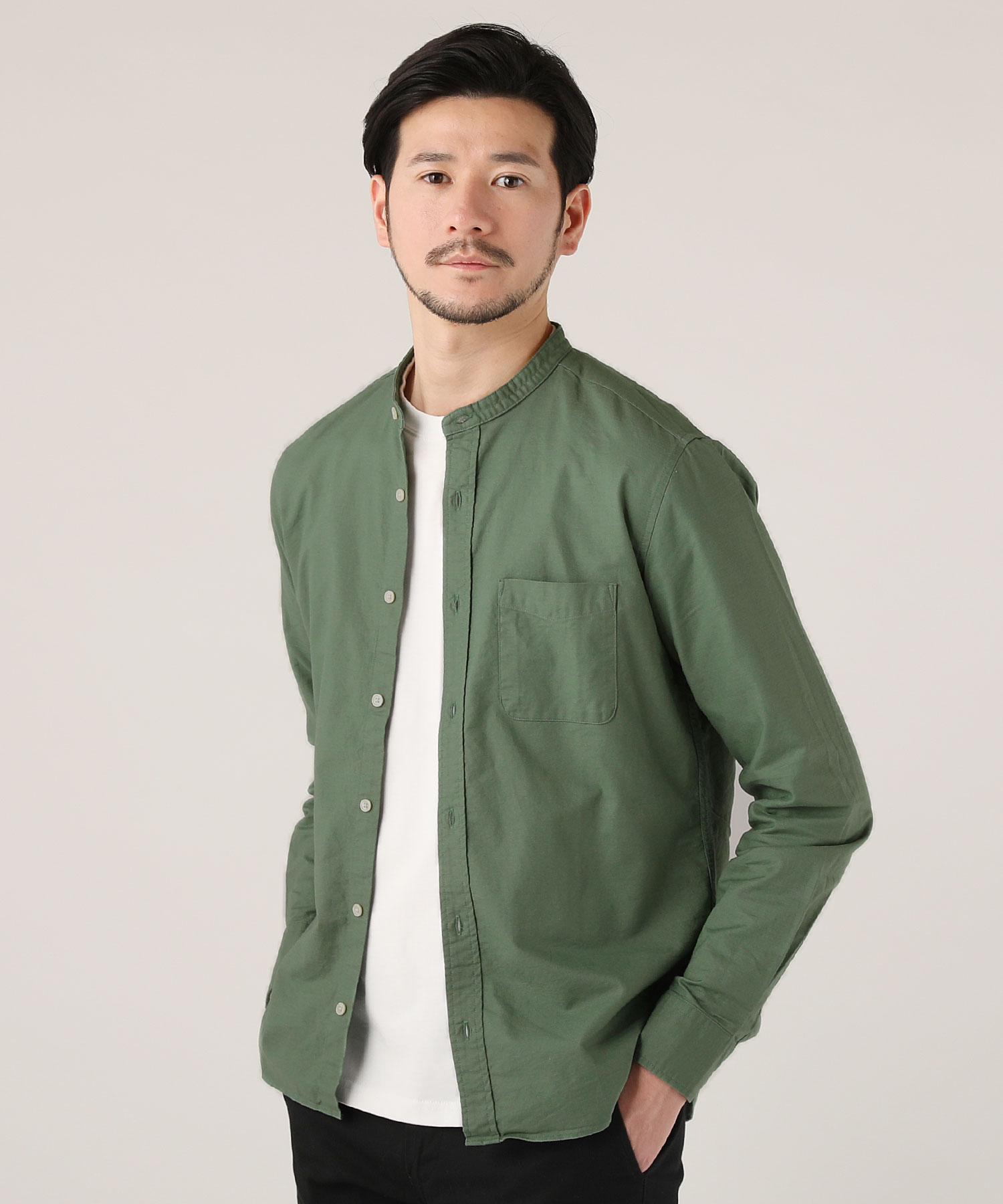 楽天市場】バンドカラーシャツ オックスフォードシャツ シャツ メンズ