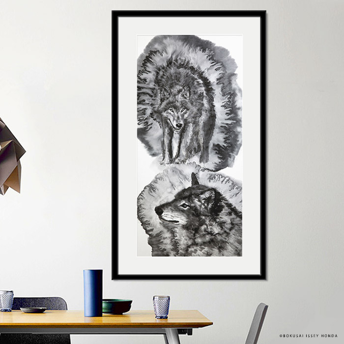 楽天市場】本田一誠 狼水墨画【気】革新的な技法で描かれたこの眼差し