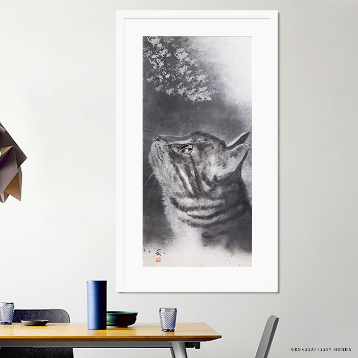 楽天市場】本田一誠 猫水墨画【夢】縦長 モダンなグレイッシュ