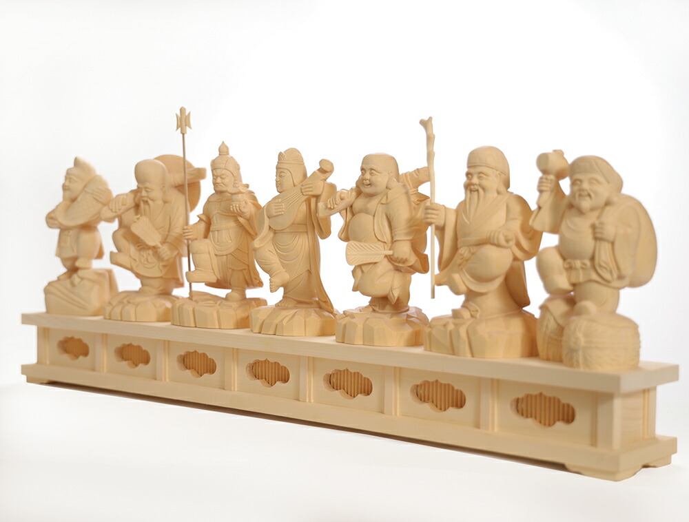 楽天市場】【横幅67cm】木彫り 七福神 置物 一刀彫 / 素材：ひのき