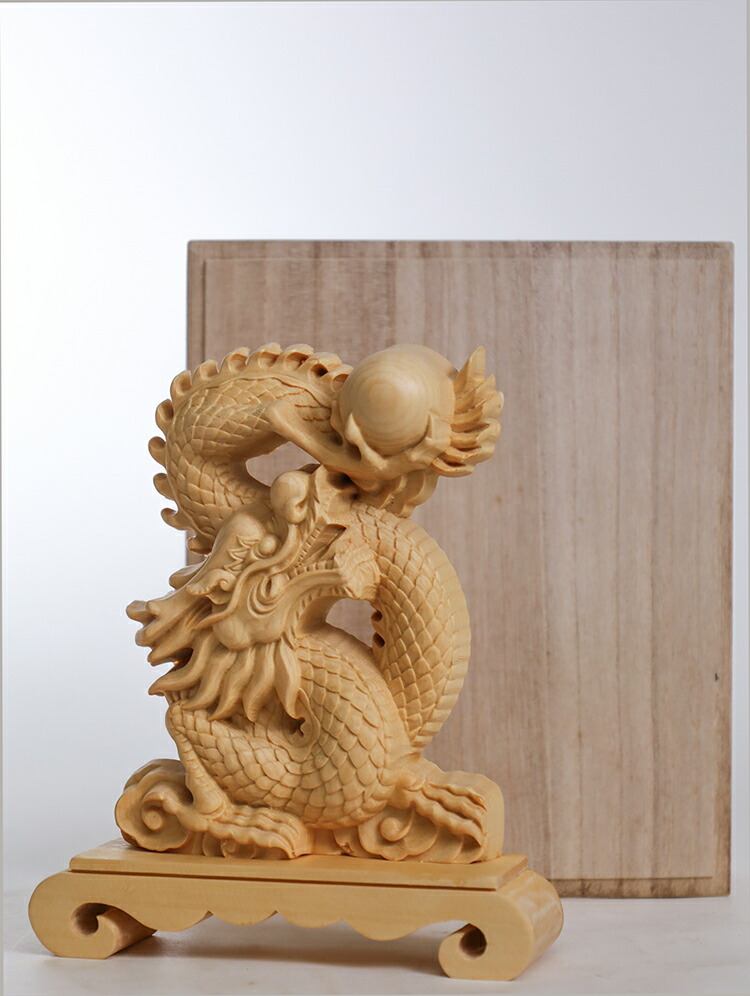 楽天市場】【総高17cm】木彫り 龍 置物 縁起物 一刀彫 / 素材：桧（竜