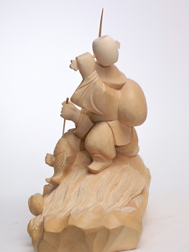 楽天市場】恵比寿大黒 木彫り 置物 一刀彫 / 材料：桧（えべっさん