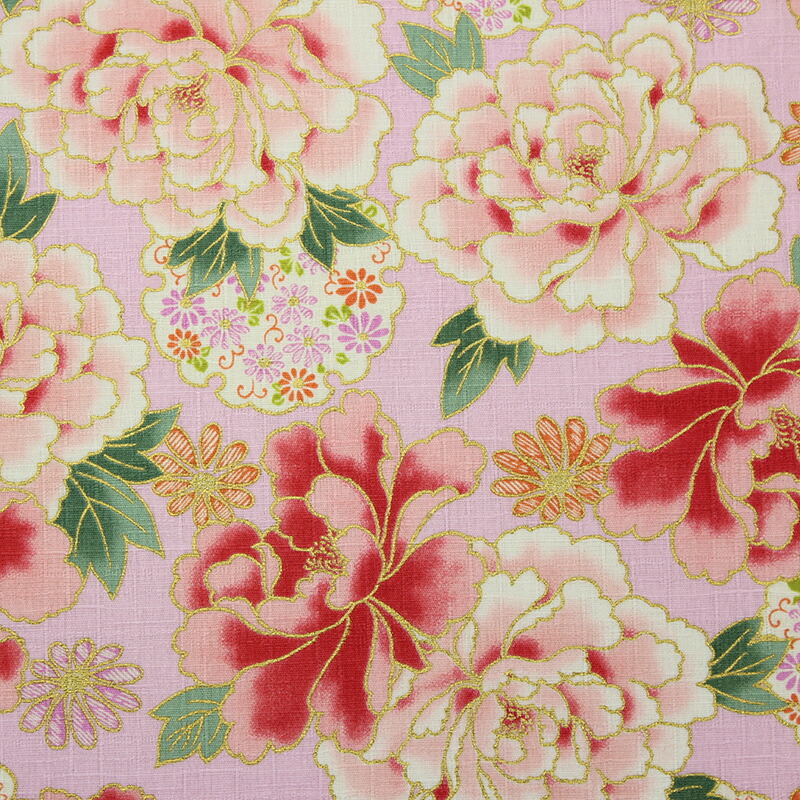 楽天市場】和柄 金彩大牡丹と雪輪文様 全5色 約110cm幅 10cm単位