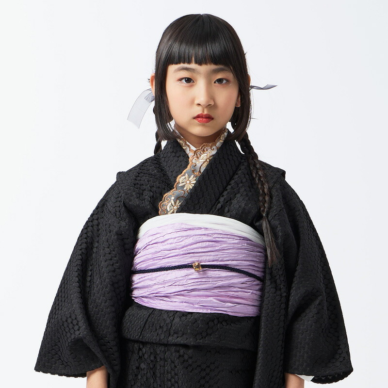 7歳 ピンパネルブラック着物とレース帯 楽天市場】キッズ レース着物