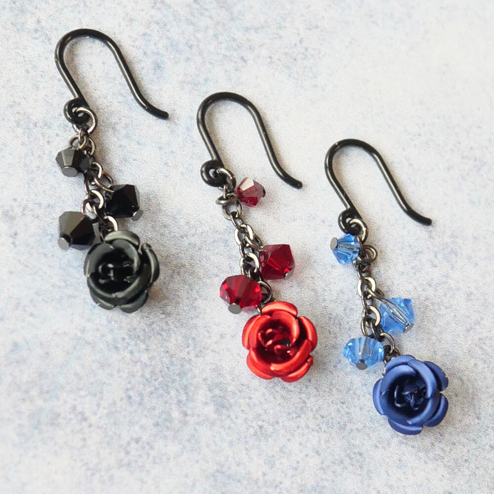 楽天市場】【ノンアレルギー】ガンメタ 薔薇 mini ローズ ピアス