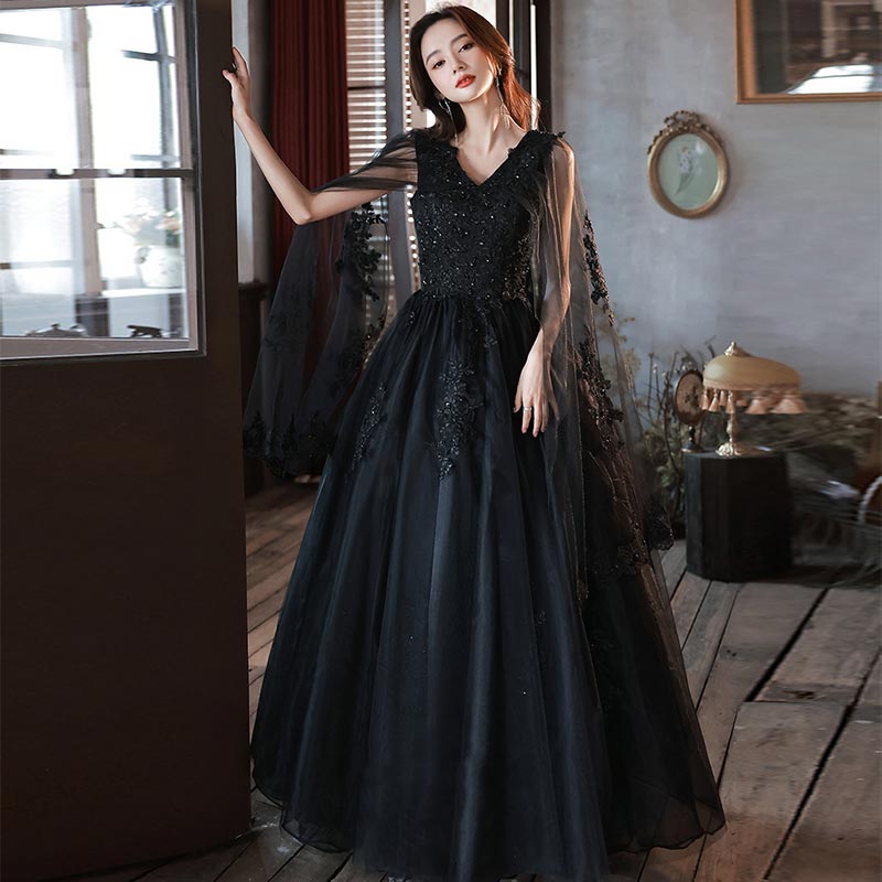 楽天市場】イブニングドレス 黒 キャミドレス ロングドレス Vネック