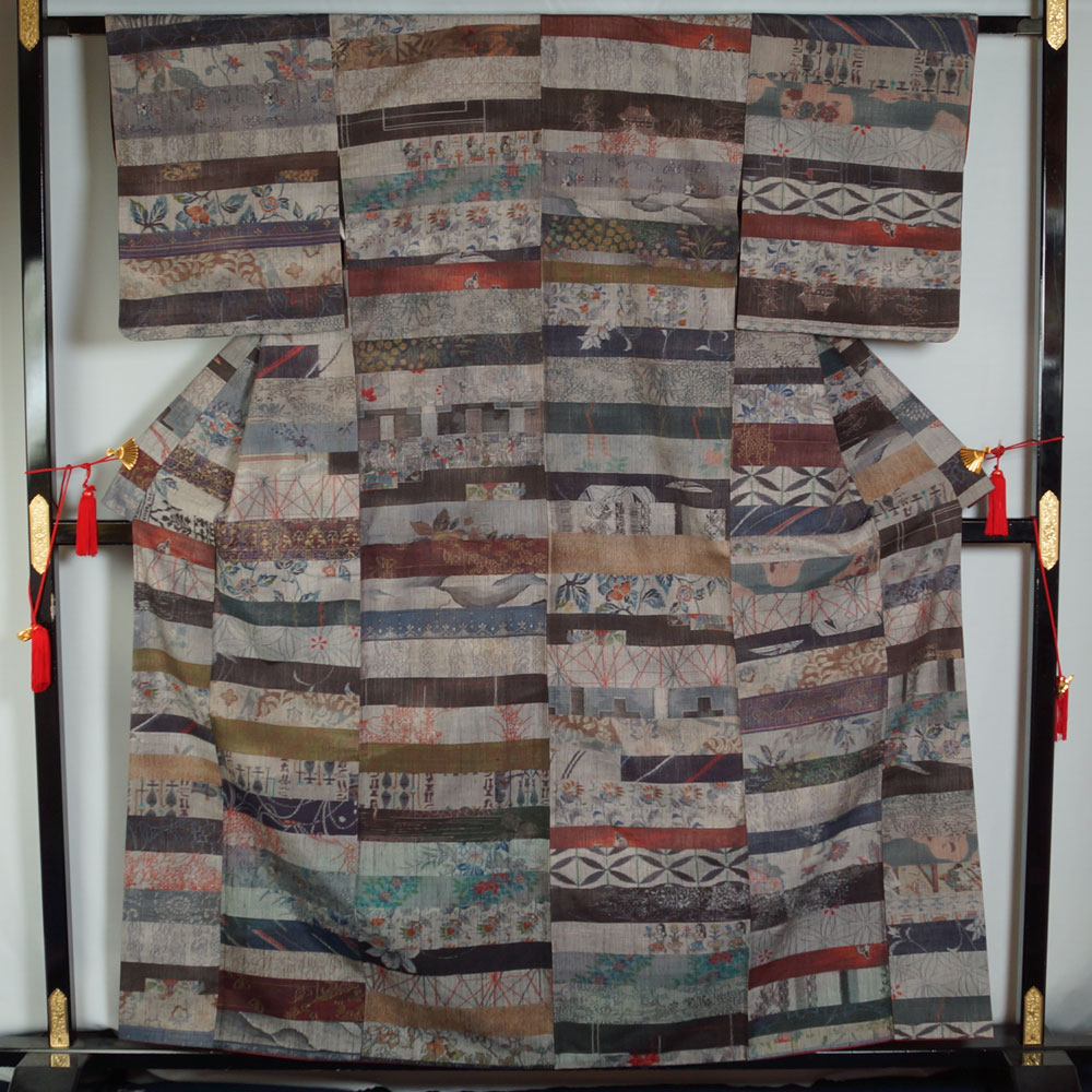 楽天市場】着物セット 小千谷紬・洒落袋帯 2点 セット 横段に絣絵模様