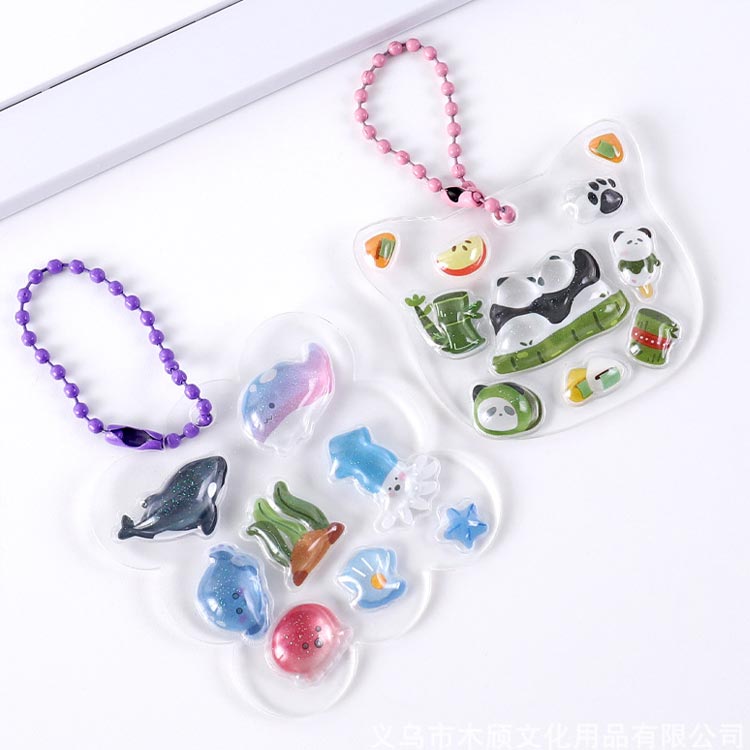 楽天市場】6枚セット ボンボンシール 立体 シール クリア ドロップ