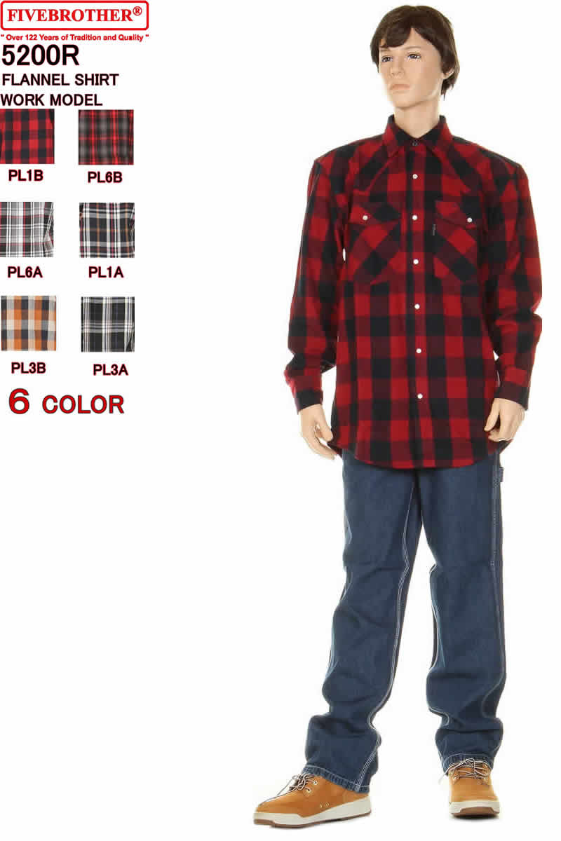 楽天市場】FIVE BROTHER 5201R HEAVY FLANNEL WESTERN SHIRTS ファイブ