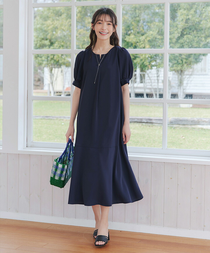 楽天市場】【洗える・XSサイズ】裾切替マーメイドフレアワンピース