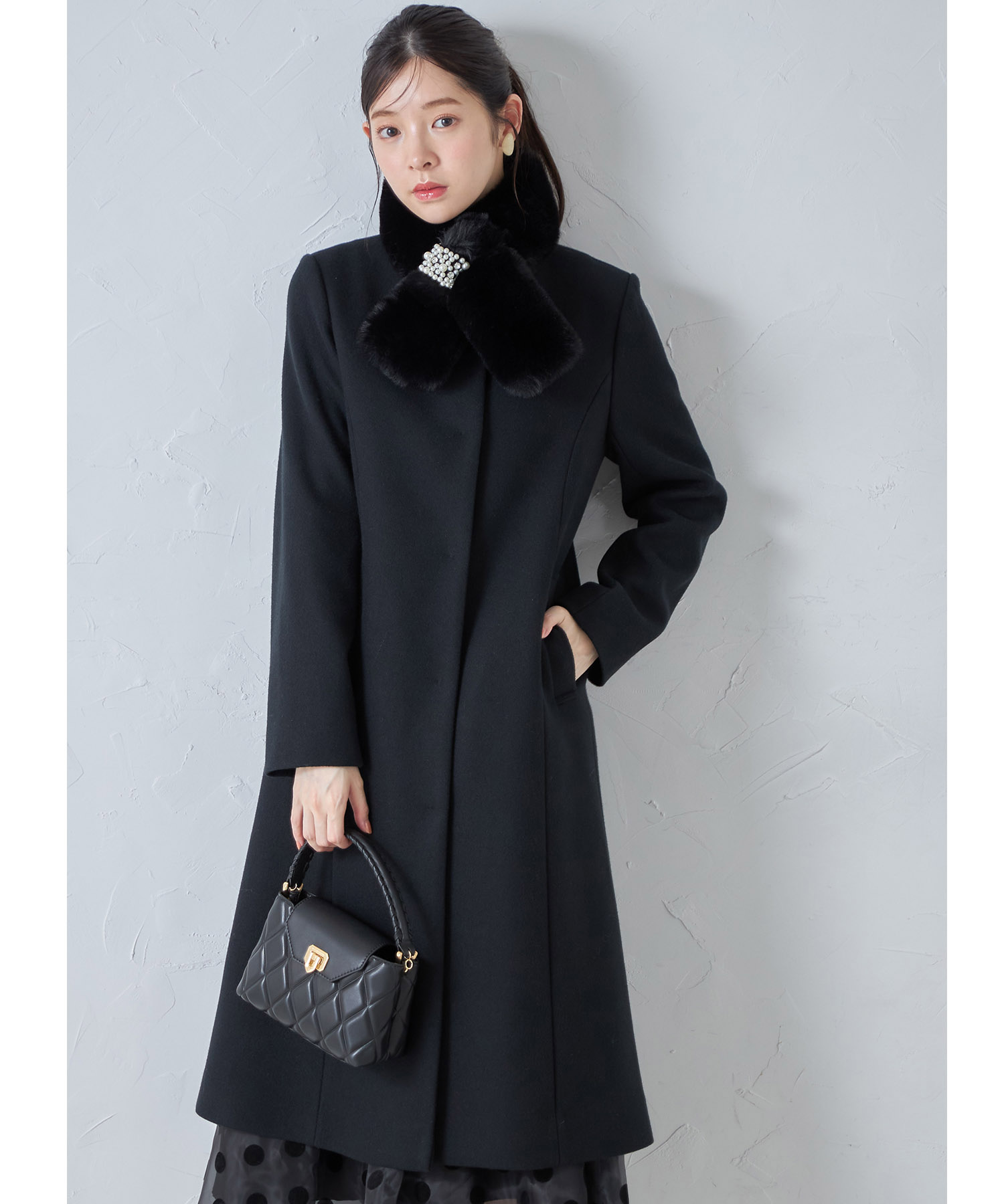 楽天市場】ファーティペット付きフェイクウールコート【sahlie