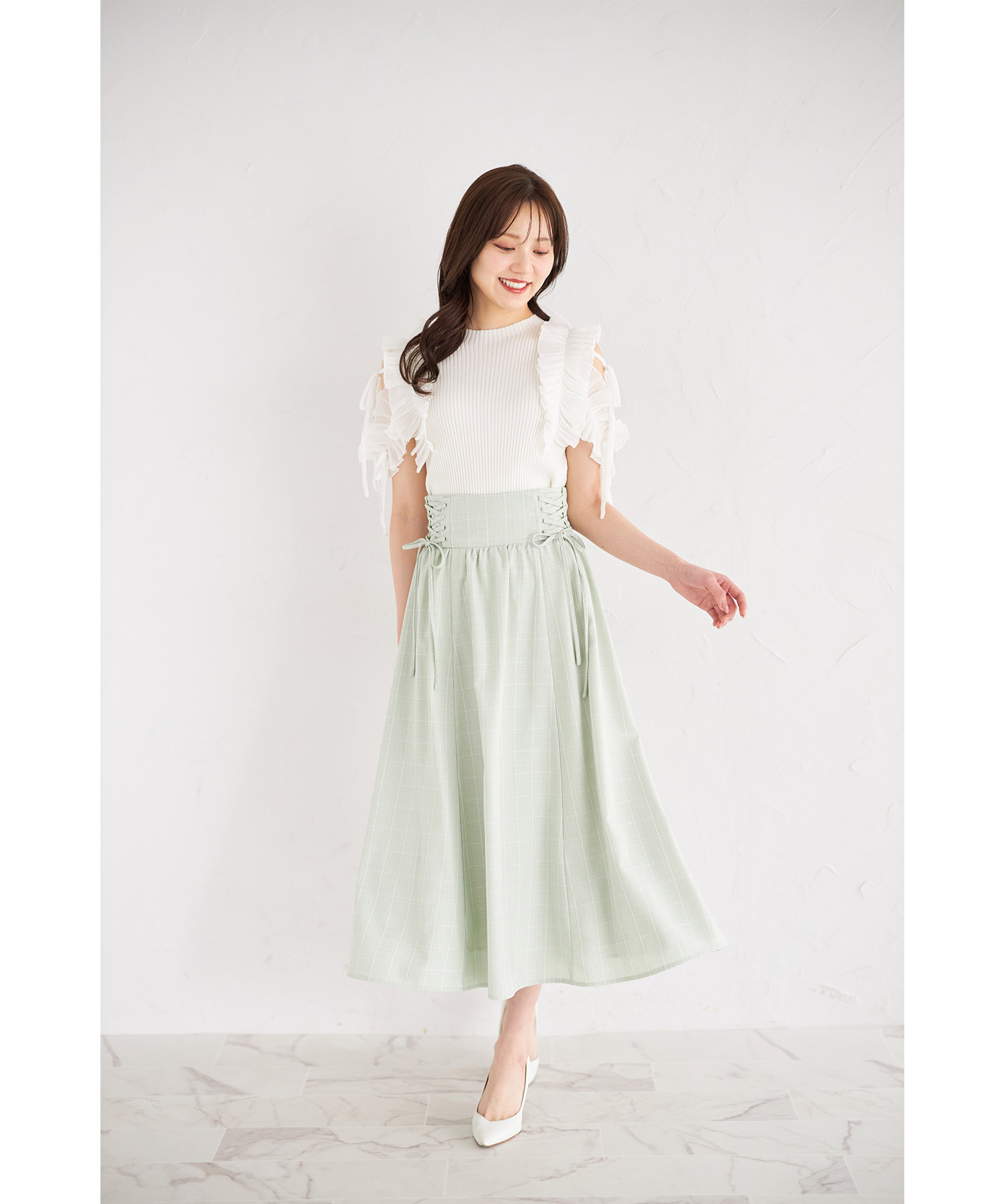 楽天市場】サイドレースアップチェック柄フレアスカート【noralie