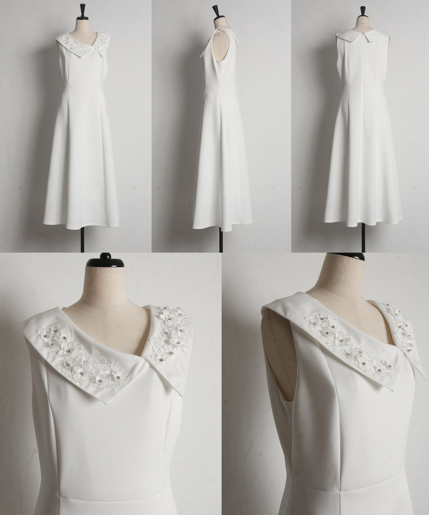 楽天市場】立体フラワー刺繍モチーフ付きアシメカラーワンピース