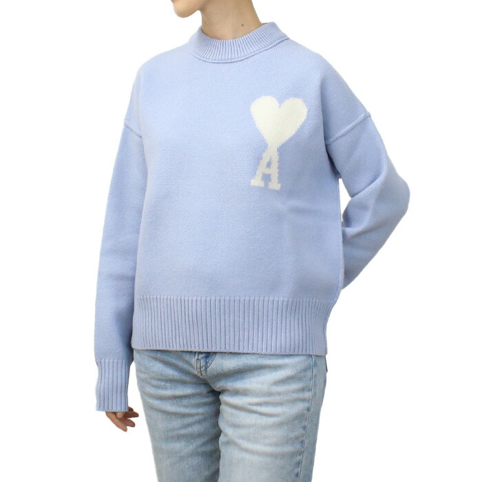 ami paris ブルー 水色ニットハートロゴ