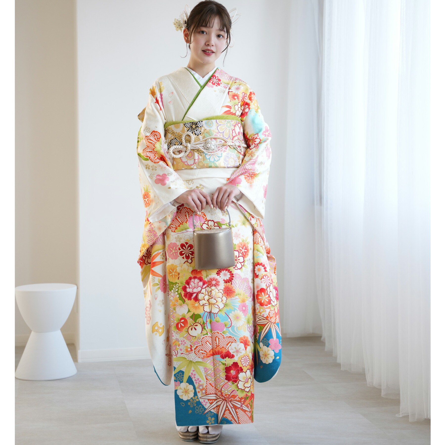 楽天市場】【レンタル】【振袖 正絹着物+正絹袋帯 21点セット 絵羽 白