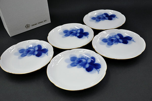 楽天市場】【送料無料】大倉陶園 ブルーローズ(8211)15cm銘々皿揃