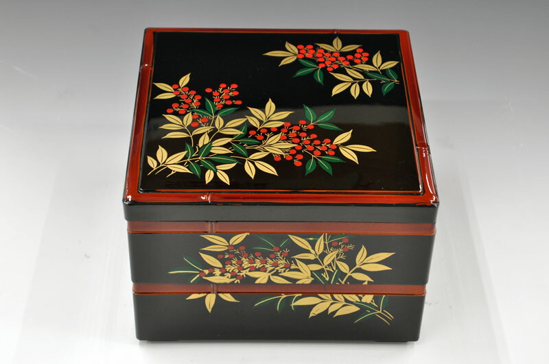 楽天市場】厄払い南天重箱竹渕 6.5 二段重 南天 [会津漆器][厄除け