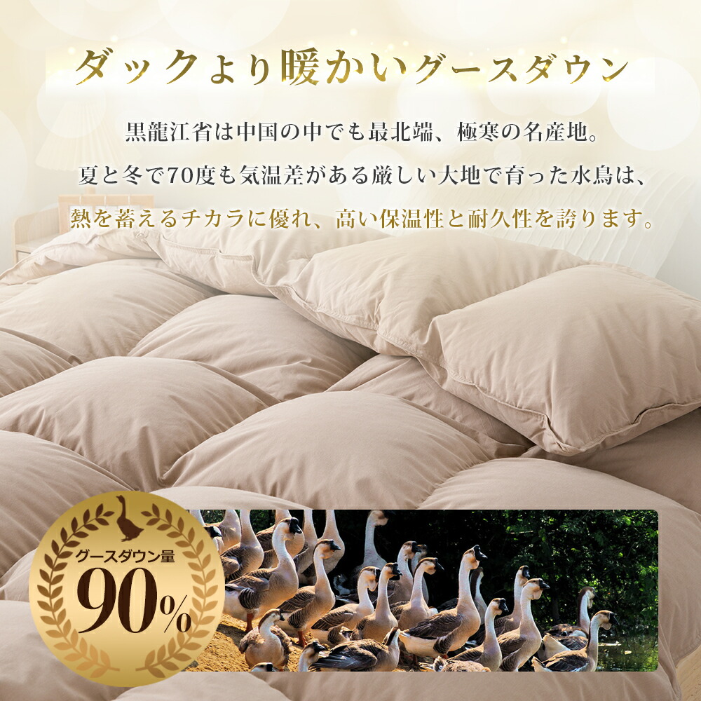 楽天市場】15%OFFクーポンあり 羽毛布団 ダブル グース グースダウン90