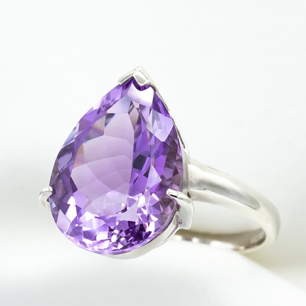 楽天市場】ローズアメジスト ペアシェイプ リング 10ct pt100 : ubazakura
