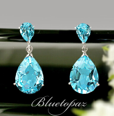 楽天市場】【選べる地金】ブルートパーズ イヤリング 15ct K10WG/K10YG