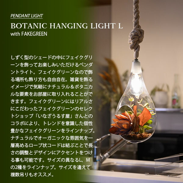 楽天市場】SWAN スワン電器 BOTANIC HANGING LIGHT with FAKEGREEN L