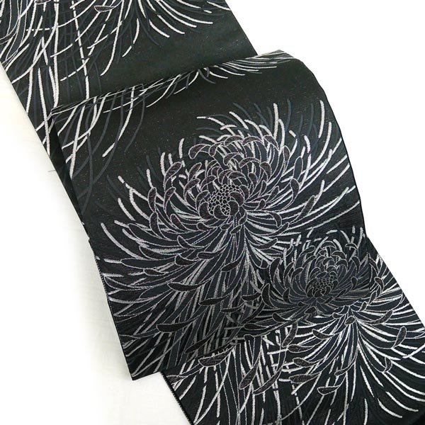 楽天市場】袋帯 西陣織 仕立て付 成人式 振袖 fo-041 黒 ブラック 銀