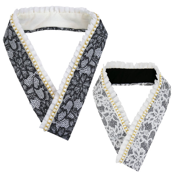 楽天市場】重ね衿 パール レース 地紋 取り付けピン付き 日本製 e-049