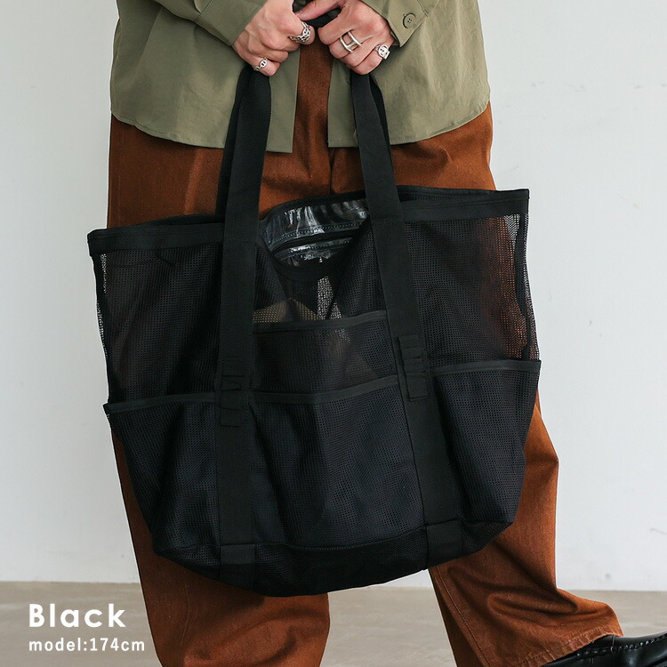 楽天市場】【8ポケット】メッシュバッグ 大きめ トートバッグ