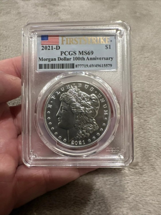 2021 $1 D シルバー モーガン ドル PCGS MS69 フラッグ ファースト