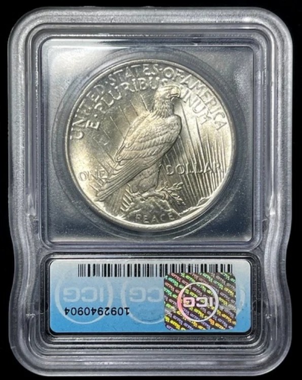 1924年 シルバー ピースダラー GEM BU ICG グレード MS65-(bin7042P)