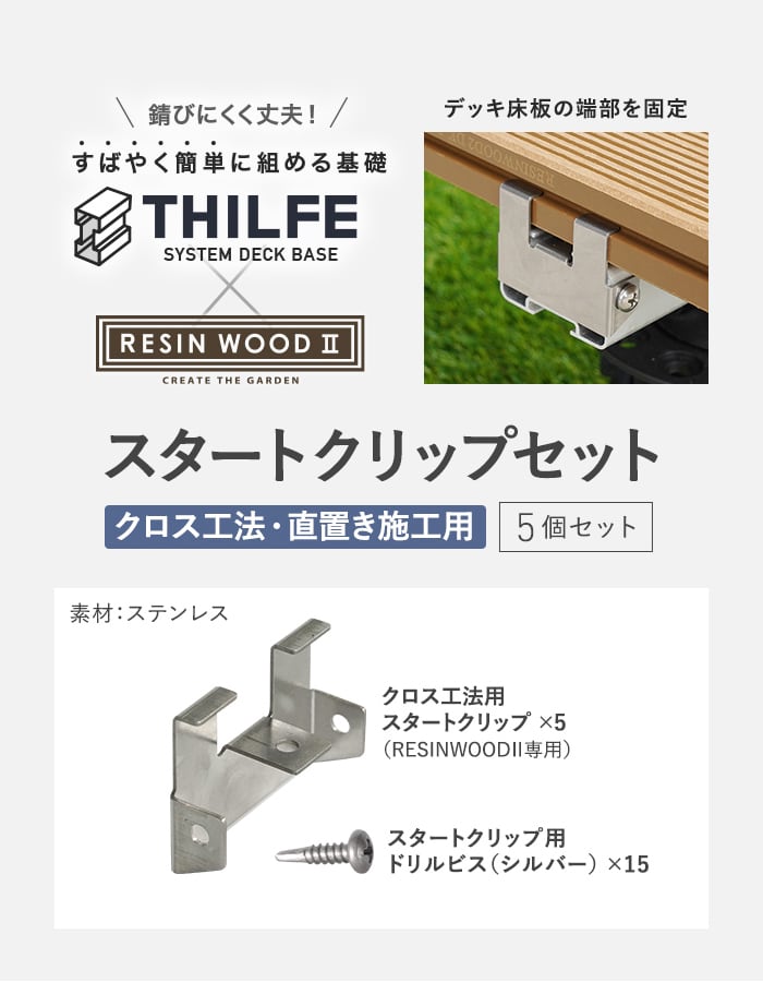 楽天市場】【ウッドデッキ】人工木THILFEクロス工法・直置きアルミ根太