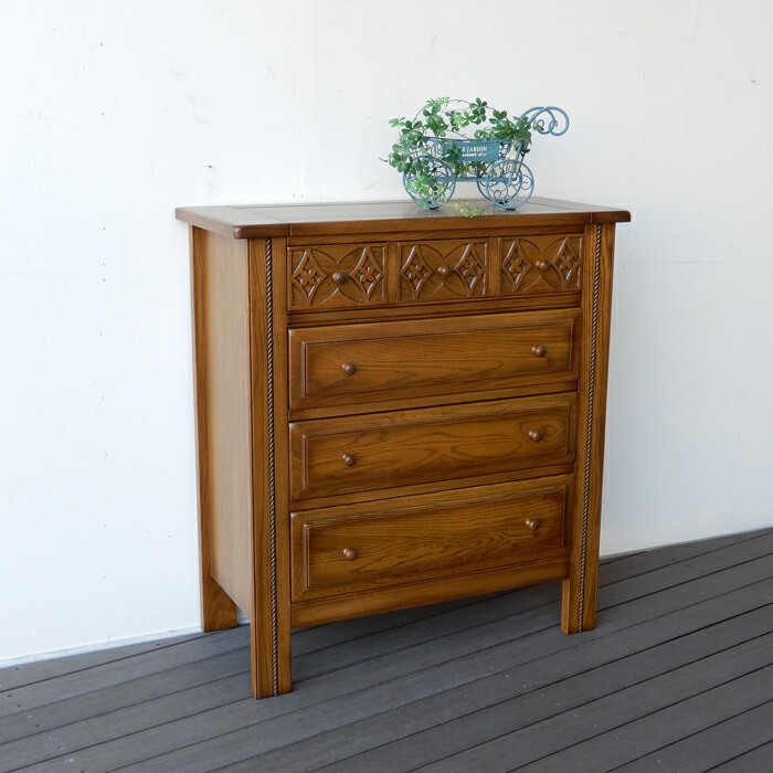 楽天市場】チェスト ナラ無垢 おしゃれ 彫刻 幅90 高さ98 日本製 国産