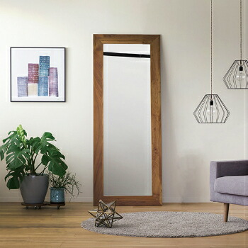 壁掛けミラー ウォールミラー 木製フレーム 大判ミラー カントリー