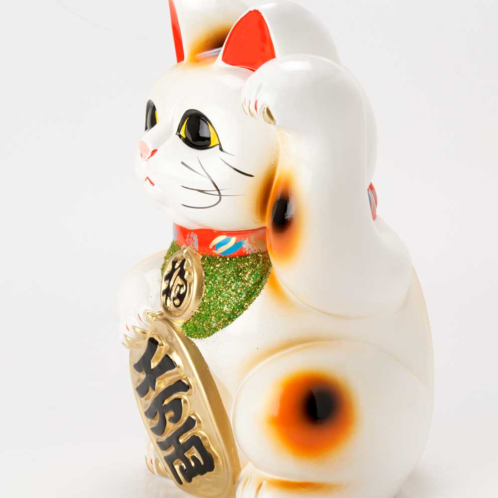 楽天市場】常滑焼 招き猫 7号小判白猫貯金箱 左手上げ (143-65-86