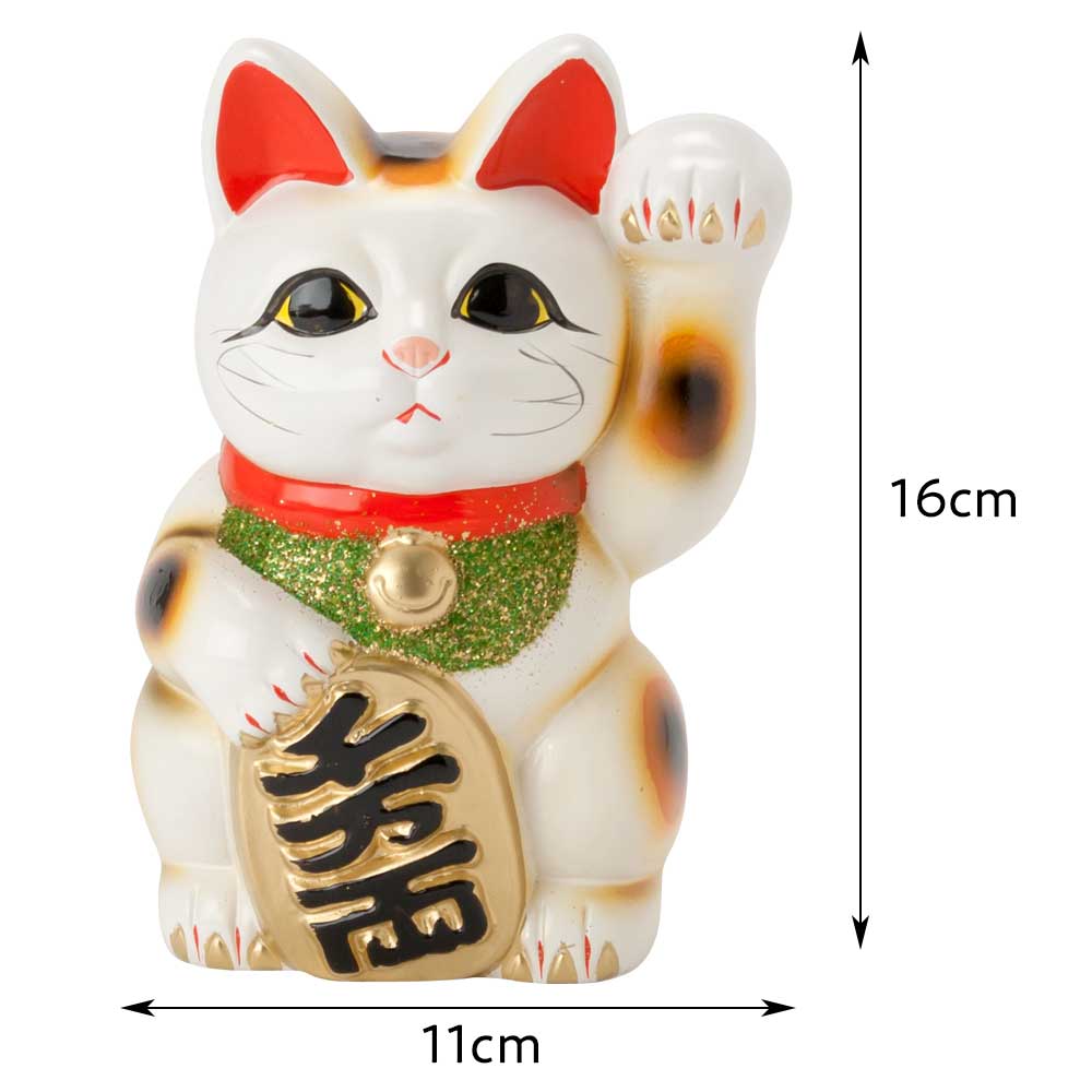 楽天市場】常滑焼 招き猫 5号小判白猫貯金箱 左手上げ (143-63-86