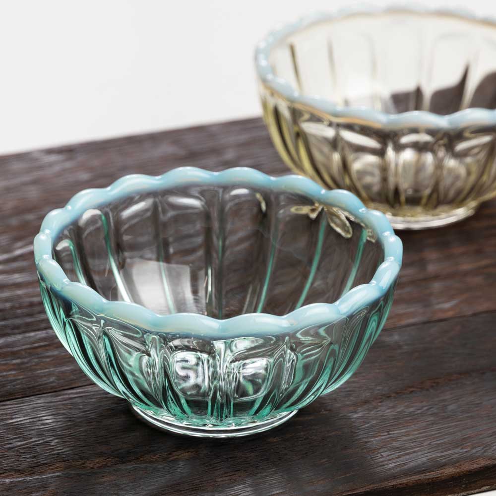 楽天市場】廣田硝子 雪の花 ひめ鉢 ブルー アンティークなスタイルの