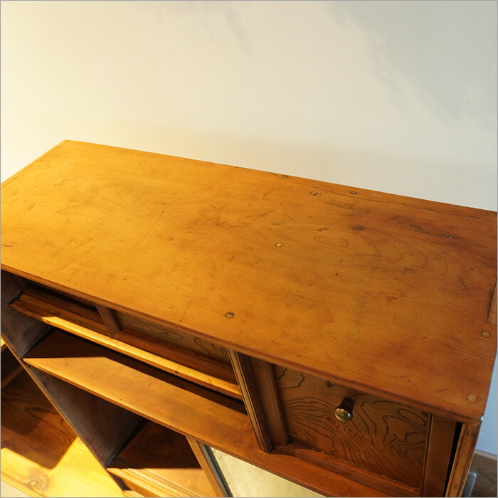 楽天市場】古道具 桜材 アンティーク ガラス キャビネット チェスト