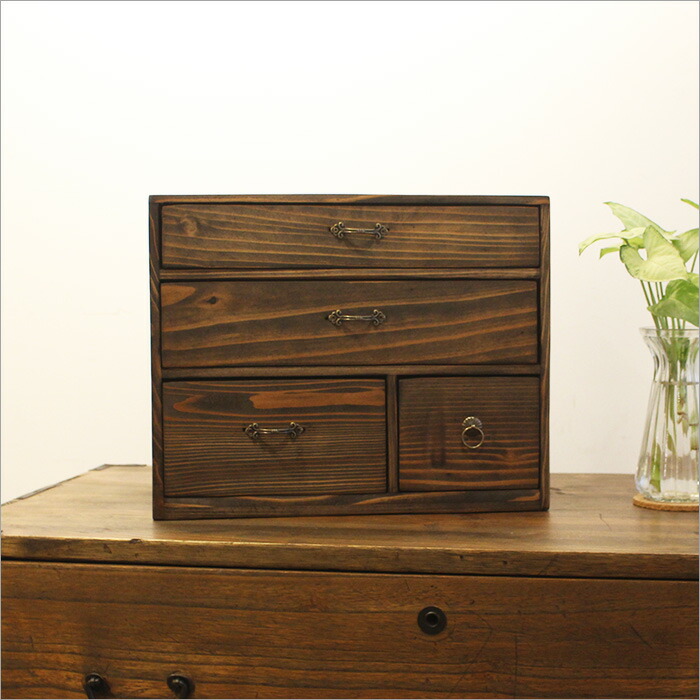 楽天市場】日本製 小引き出し アンティーク 木製 杉 3段 姫タンス 小