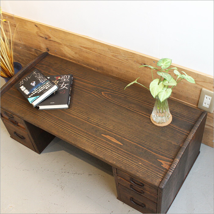 楽天市場】両面から引き出せる 両袖 文机 アンティーク 座机 帳場机 座