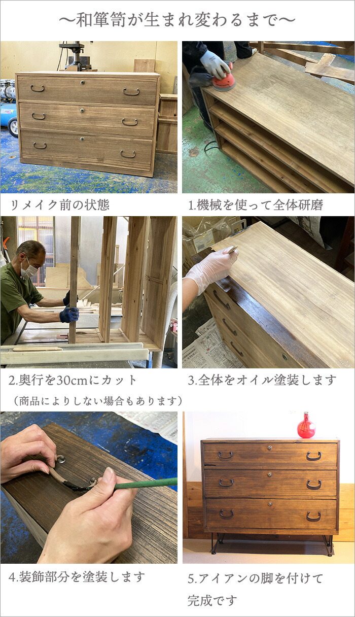 楽天市場】和箪笥 リメイク 3段チェスト 幅88cm｜昭和レトロ