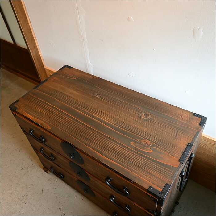 楽天市場】昭和初期 和箪笥リメイク 三段チェスト 幅83cm｜無垢材×鉄