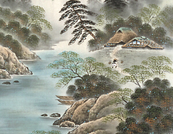 楽天市場】掛け軸 掛軸（かけじく）彩色山水（保母 一峰） 全国送料